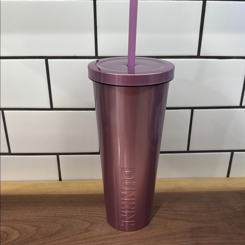 Dunkin' Purple Tumbler with Straw